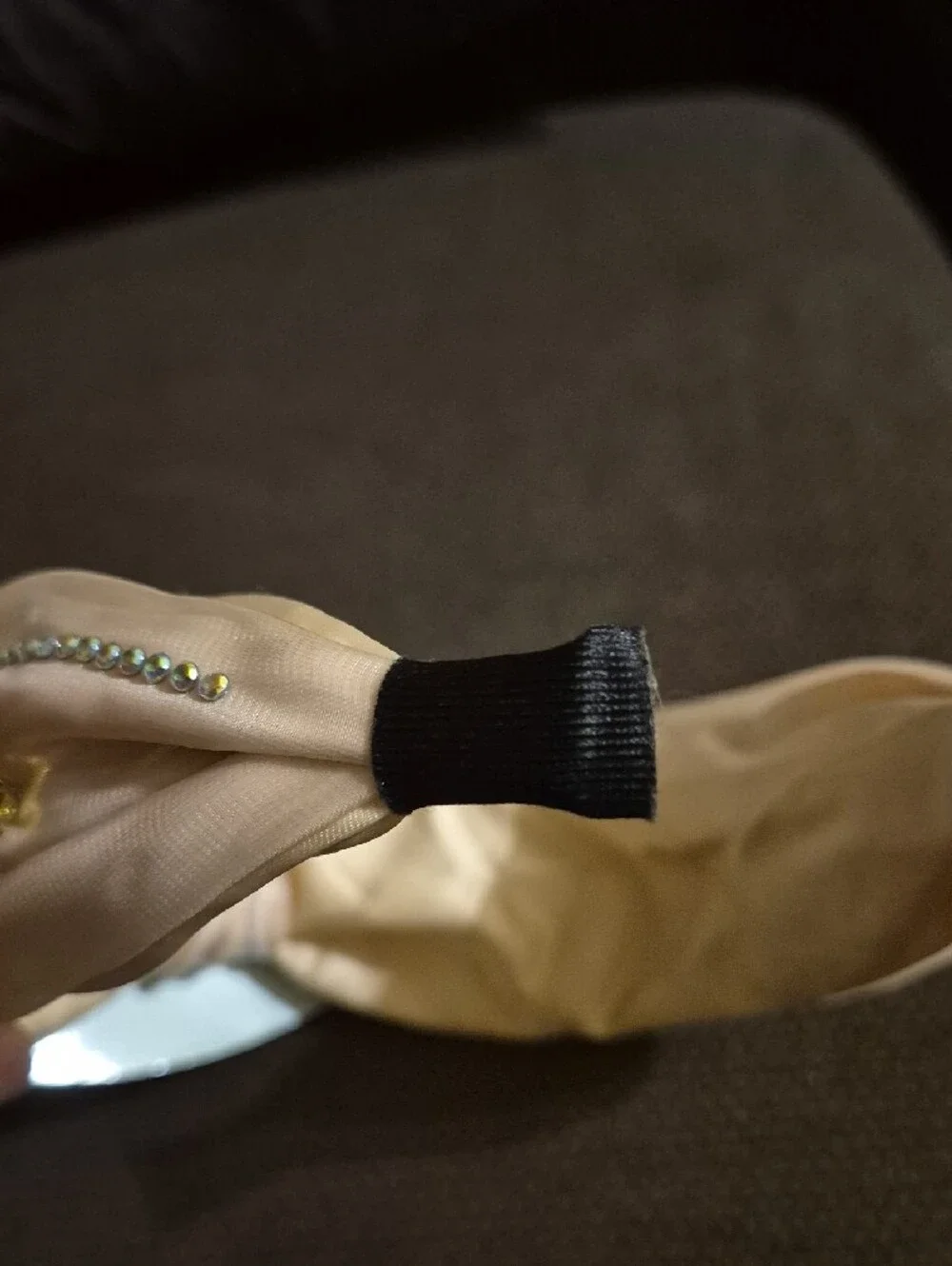 HAIRRAND Serre Beige/Pearl/Rhinestones Headband with Retail Tag SZ 13+